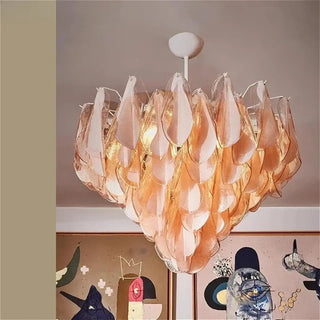 Luxury pink petal glass pendant lamp, decorative ceiling hanging light