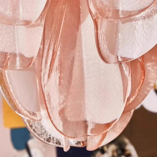 Designer pink glass petal pendant lamp, luxury decorative ceiling hanging light