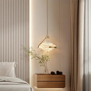 Textured glass and brass pendant lamp — designer ceiling light for living room