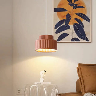 Green Scandinavian pendant lamp, pleated lampshade modern ceiling hanging light