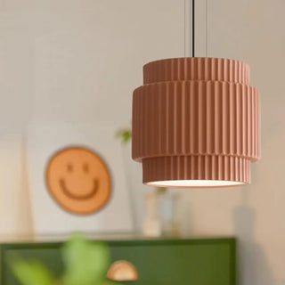Pleated green pendant lamp, Scandinavian modern ceiling hanging light