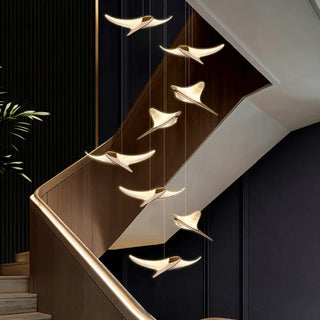 Luxury gold sculptural pendant ceiling light, modern aerial design fixture for dining room