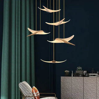 Modern gold scroll pendant lamp, decorative LED hanging light for contemporary living room