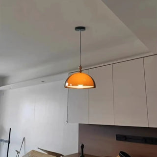 DOMAMB Vintage Acrylic Amber and Wood Dome Ceiling Light – view 5
