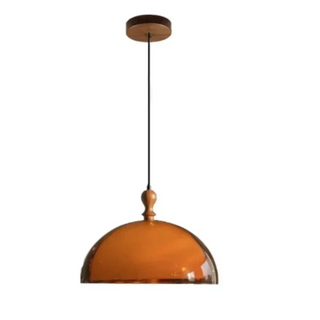 DOMAMB Vintage Acrylic Amber and Wood Dome Ceiling Light – view 6