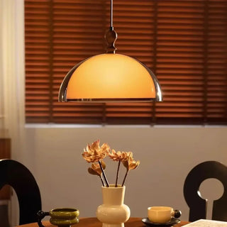 DOMAMB Vintage Acrylic Amber and Wood Dome Ceiling Light – view 1