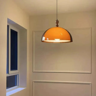 DOMAMB Vintage Acrylic Amber and Wood Dome Ceiling Light – view 3
