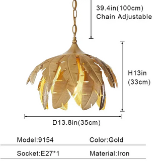 FUTUIRYS Gilded Metal Decorative Leaves Ceiling Light – view 6