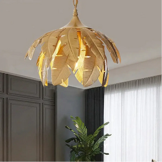 FUTUIRYS Gilded Metal Decorative Leaves Ceiling Light – view 3