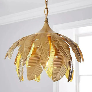 FUTUIRYS Gilded Metal Decorative Leaves Ceiling Light – view 1