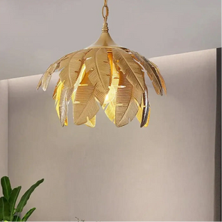 FUTUIRYS Gilded Metal Decorative Leaves Ceiling Light – view 4