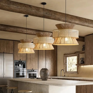 LURIE Double Natural Cane Bohemian Ceiling Light – view 2