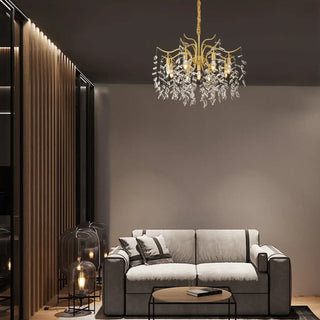 GOLDLEAF Elegant Golden Crystal Leaf Modern Luxury Ceiling Light – view 1