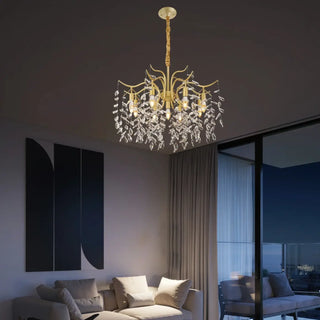 GOLDLEAF Elegant Golden Crystal Leaf Modern Luxury Ceiling Light – view 3