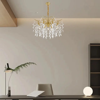 GOLDLEAF Elegant Golden Crystal Leaf Modern Luxury Ceiling Light – view 2