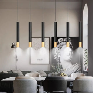 CRULE Elegant Black Tubes with Golden Tips Ceiling Light – view 2
