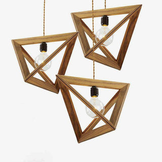 Wooden Pendant Light – Pyramidal Pendant Lamp | Warm Ambient Lighting For Living Room