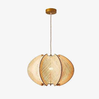 Bamboo Wood Pendant Light – Nordic Pendant Light With Adjustable Cord & Warm Ambient Lighting