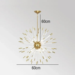 Elegant gold Art Deco pendant lamp, star glass design, luxury hanging fixture
