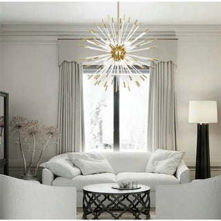 Art Deco gold star glass pendant light, elegant hanging lamp for home