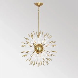 Designer Art Deco pendant, gold star glass shade, luxury ceiling fixture