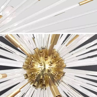 Art Deco gold star glass pendant detail, designer luxury ceiling hanging fixture