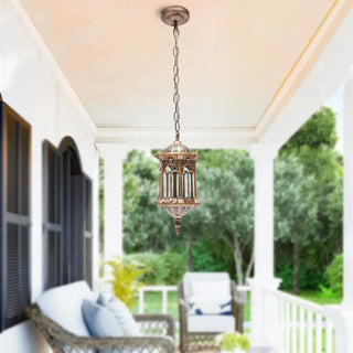 LANDO Chic Golden Lantern Outdoor Pendant – Oriental Exotic Exterior Light