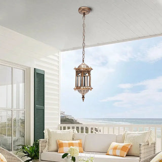 LANDO Oriental Gilded Lantern Outdoor Pendant – Chic Exotic Exterior Hanging Light