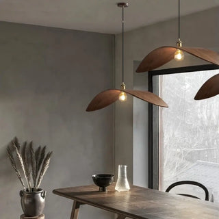 FESI Natural Wood Curved Leaves Design Ceiling Light – view 1