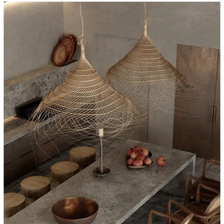COHA Natural Fiber Conical Bohemian-Chic Ceiling Light – view 3