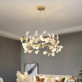 ORNA Floral Gilded Circular White Pendant – view 2