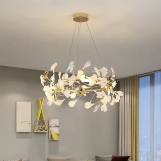 ORNA Floral Gilded Circular White Pendant – view 3