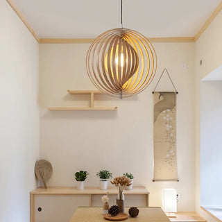GOSE Sculpted Natural Wood Globe Ceiling Light – view 2