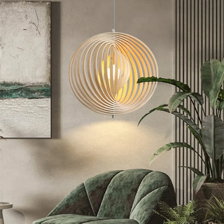 GOSE Sculpted Natural Wood Globe Ceiling Light – view 4