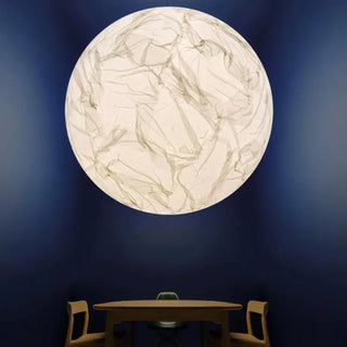Modern minimalist marble globe pendant lamp, white soft ambient ceiling light