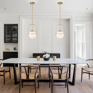 PALIDOS Globe Opaline Glass Gilded Pendant – view 3