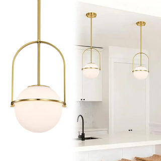 PALIDOS Globe Opaline Glass Gilded Pendant – view 4