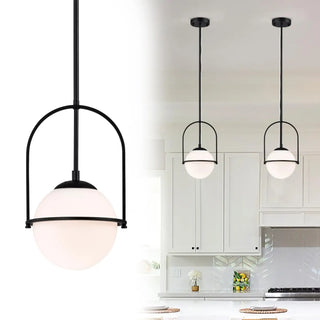 PALIDOS Globe Opaline Glass Gilded Pendant – view 2