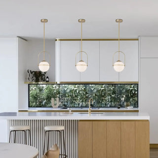PALIDOS Globe Opaline Glass Gilded Pendant – view 1