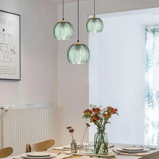 Modern leaf-patterned globe pendant lamp, decorative ceiling light for living room