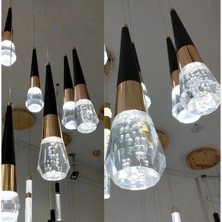 Luxury black gold glass bubble pendant lamp, teardrop designer ceiling fixture