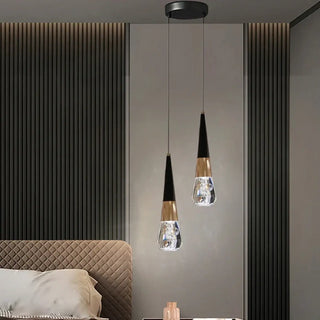 Designer glass bubble pendant lamp, black gold teardrop ceiling hanging fixture