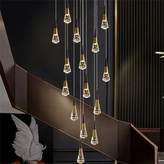 Designer teardrop pendant, black gold glass bubble, elegant hanging ceiling light