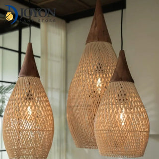 RANO Rattan Natural Wood Sculpted Drop Ceiling Light – view 2