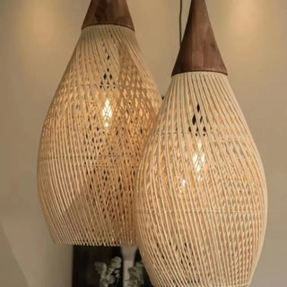 NARO Drop Rattan Natural Japanese Wood Elegant Ceiling Light – view 2