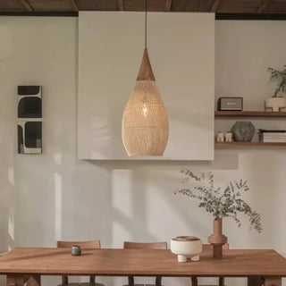 NARO Drop Rattan Natural Japanese Wood Elegant Ceiling Light – view 1