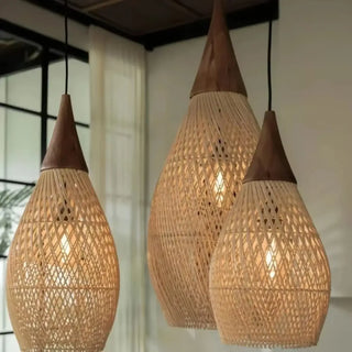 NARO Drop Rattan Natural Japanese Wood Elegant Ceiling Light – view 3