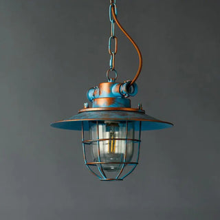 CAGEL Industrial Metal Cage Retro Blue Aged Ceiling Light – view 5