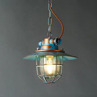 CAGEL Industrial Metal Cage Retro Blue Aged Ceiling Light – view 4