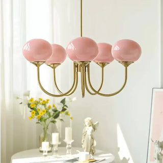 BULLE Brass with Pink Glass Globes Vintage Ceiling Light – view 6